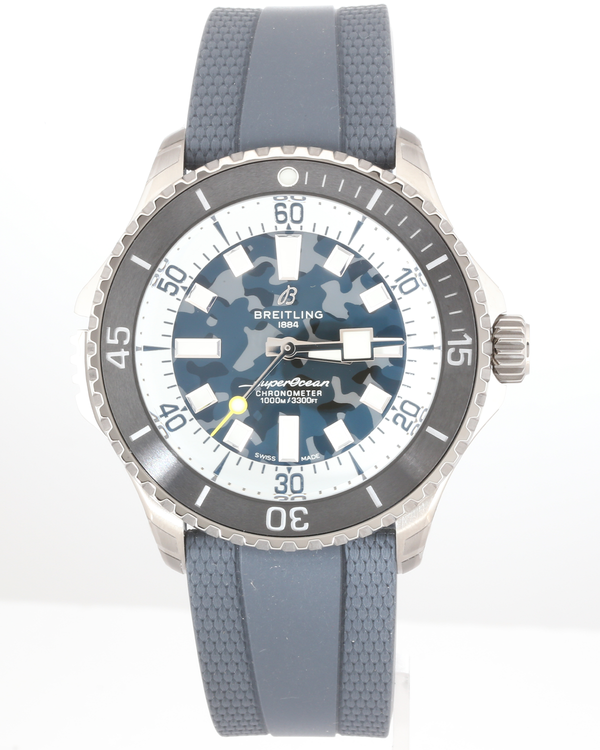2026 Breitling Superocean 46MM Grey "Camo" Dial Rubber Strap (E10379)