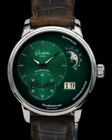 2026 Glashütte Original PanoMaticLunar 40MM Green Dial Leather Strap (1-90-02-13-32-31)