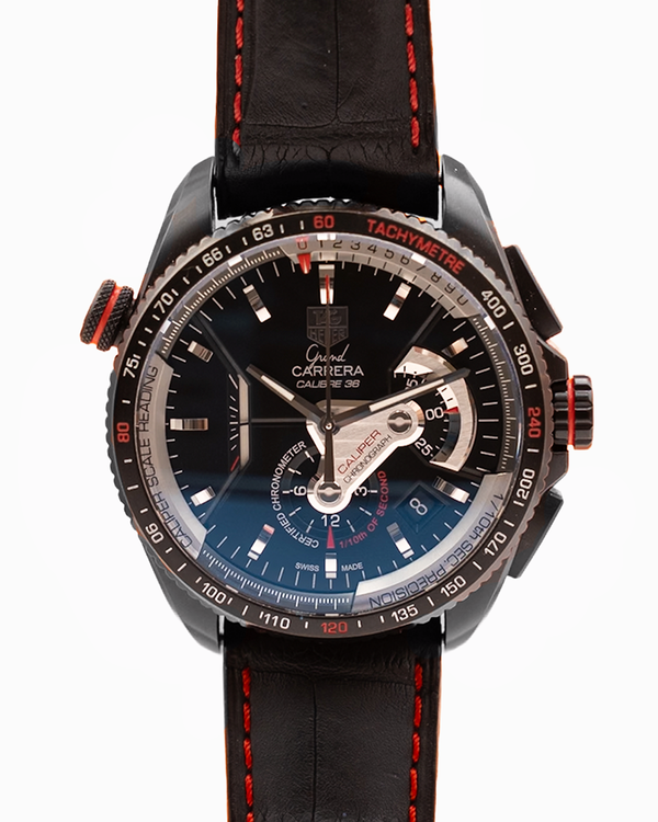 2018  Tag Heuer Grand Carrera 43MM Black Dial Leather Strap (CAV5185.FC6257)
