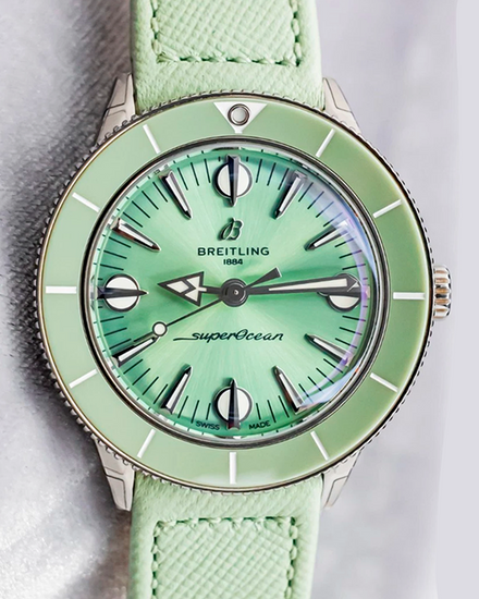 2021 Breitling Superocean Heritage ‘57 Pastel Paradise 42MM Mint Green Dial Leather Strap (A10340361L1X1)