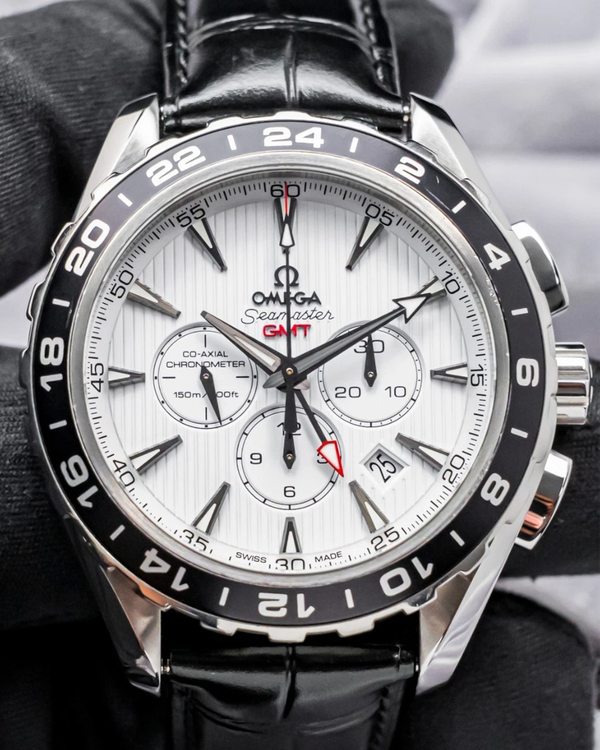 2017 Omega Seamaster GMT Aqua Terra 150M 44MM White Dial Leather Strap (231.13.44.52.04.001)
