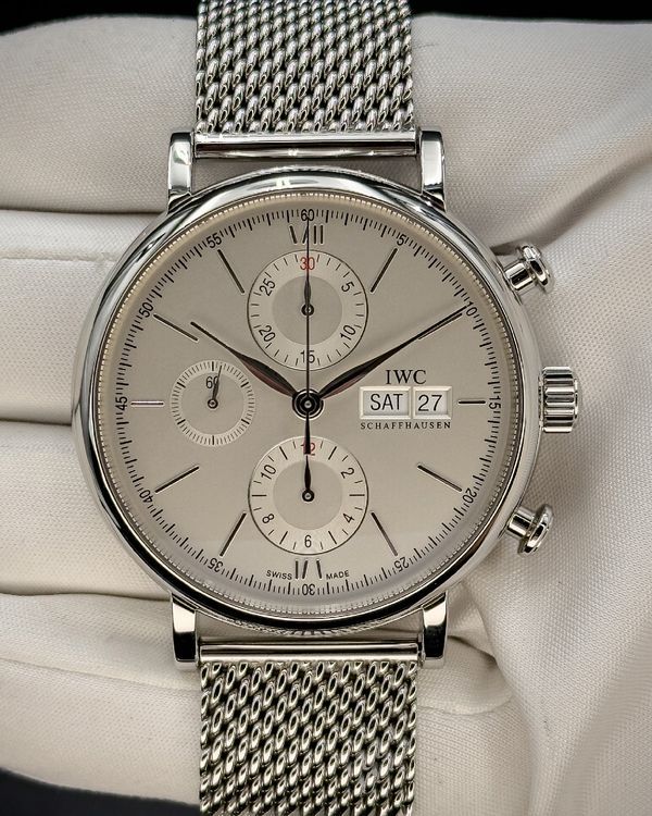 No Reserve - 2017 IWC Schaffhausen Portofino Chronograph 42MM Silver Dial Steel Bracelet (IW391009)