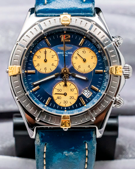 Breitling Chronomat Sirius Windrider 40MM Quartz Blue Dial Leather Strap (B53011)
