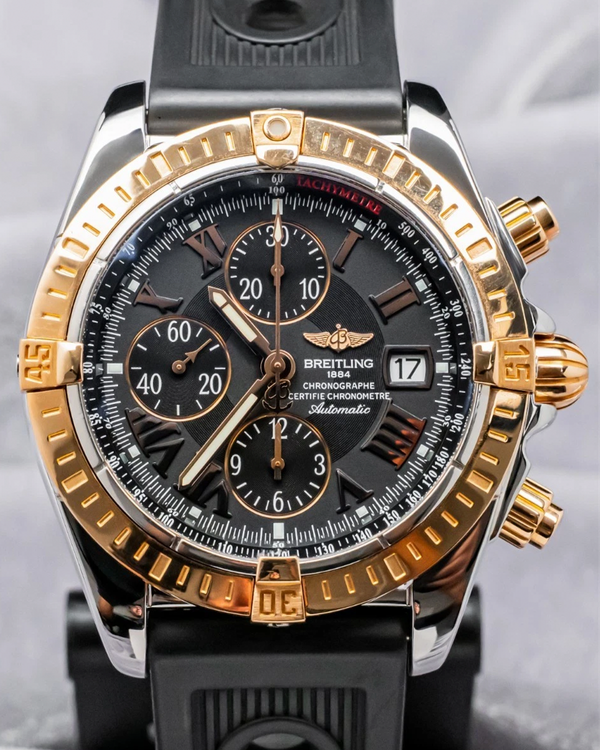 2008 Breitling Chronomat Evolution 43MM Black Dial Rubber Strap (C13356)