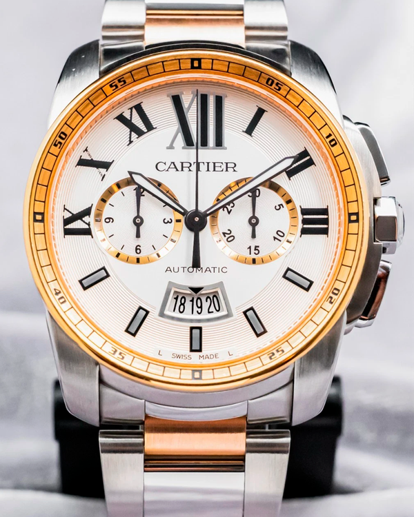 2013 Cartier Calibre de Cartier 42MM Silver Dial Two-Tone Bracelet (W7100042)