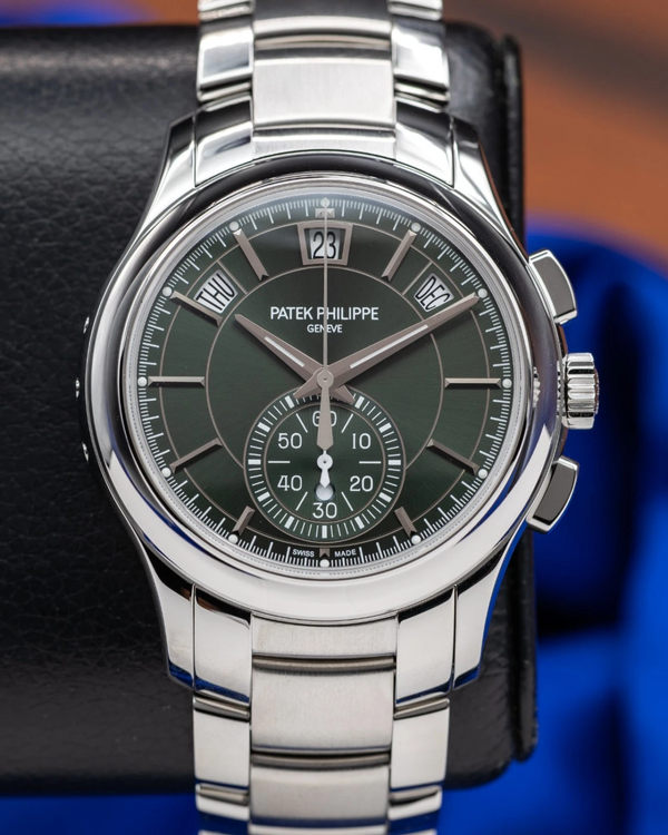 2021 Patek Philippe Annual Calendar Chronograph 42MM Green Dial Steel Bracelet (5905/1A-001)