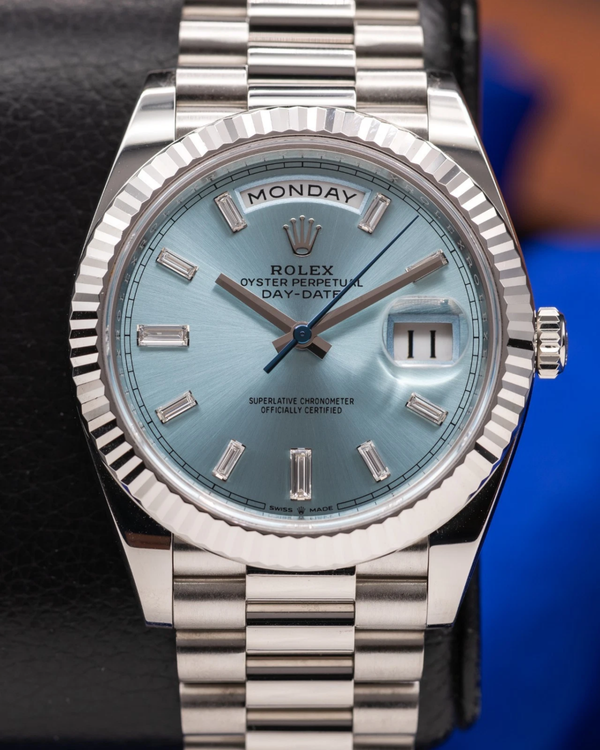 2023 Rolex Day-Date 40MM Ice Blue Dial Platinum President Bracelet (228236)