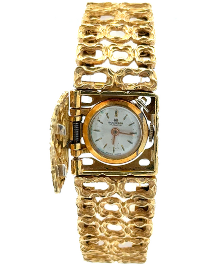Carl F. Bucherer Vintage "Secret" 20MM Silver Dial Yellow Gold Bracelet (4170)