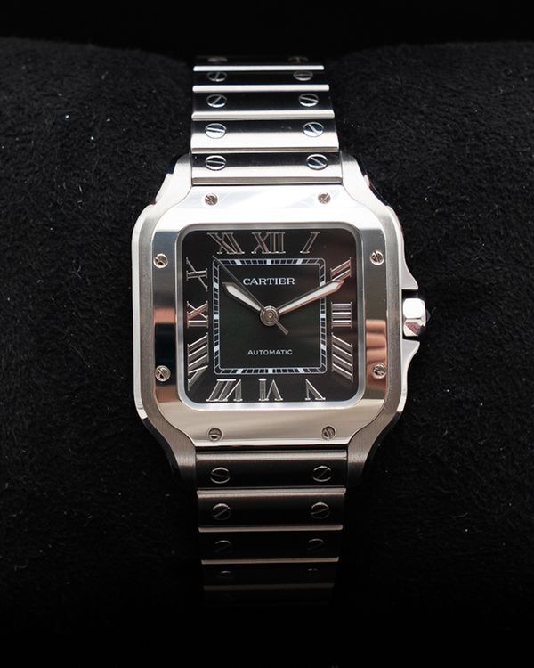 Cartier Santos De Cartier 35.1MM Green Dial Steel Bracelet (WSSA0061)