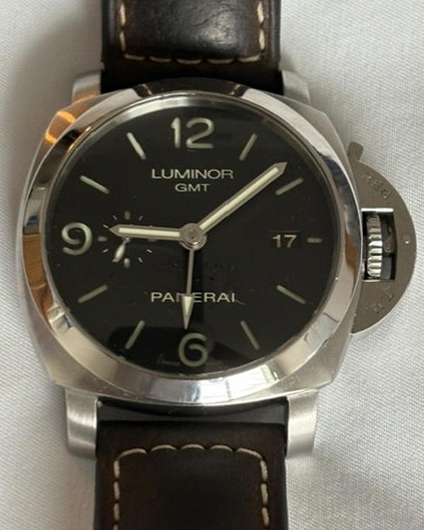 Panerai Luminor 1950 3 Days GMT 44MM Black Dial Leather Strap (PAM00320)