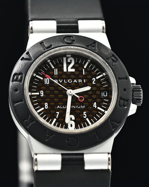 No Reserve - Bvlgari Aluminum 32MM Quartz Black Dial Rubber Strap (AL32TA)