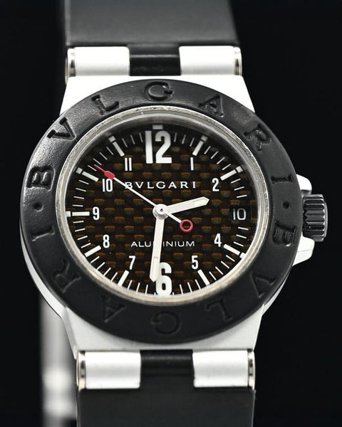 No Reserve - Bvlgari Aluminum 32MM Quartz Black Dial Rubber Strap