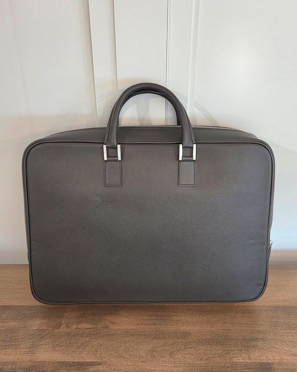 No Reserve - Rolex Briefcase Bag 17.5 x 12.5 x 3.5IN Espresso Brown Saffiano Leather Silver-Tone Hardware Dual Handles (Briefcase)