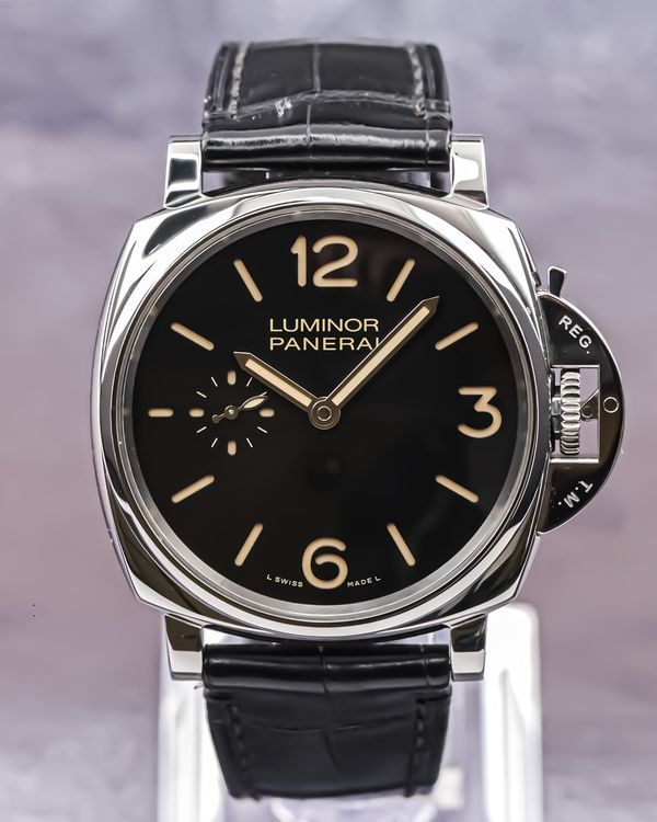 2017 Panerai Luminor Due 3 Days 42MM Black Dial Leather Strap (PAM00676)