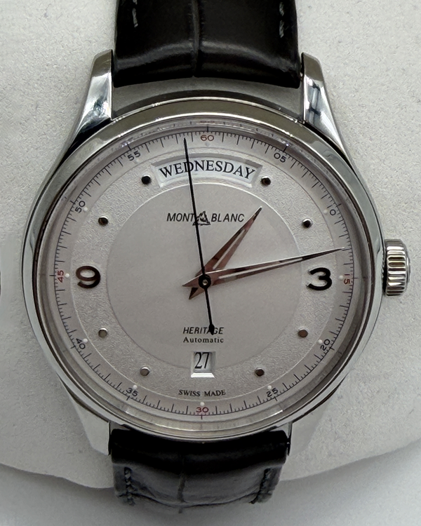 2019 Montblanc Heritage  Day-Date 39MM Silver Dial Leather Strap (119947)