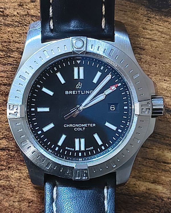 Breitling Colt 44MM Black Dial Leather Strap (A17388)