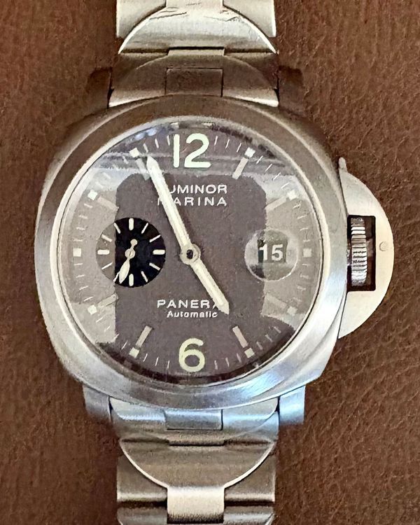 2002 Panerai Luminor 44MM Grey Dial Titanium Bracelet (PAM00091)