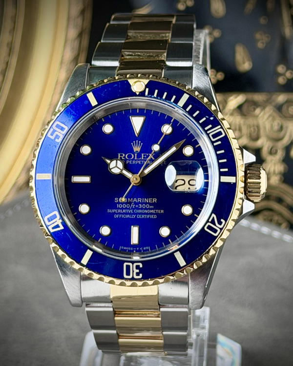 1991 Rolex Submariner Date "Bluesy" 40MM Blue Dial Two-Tone Oyster Bracelet (16613LB)