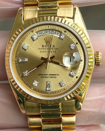 1974 Rolex Day-Date 36MM Aftermarket Champagne Dial Yellow Gold President Bracelet (1803)