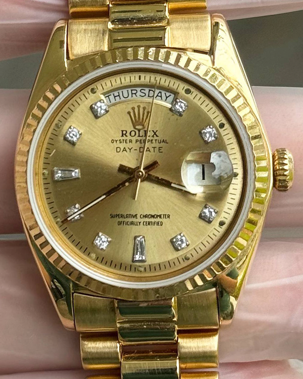 1974 Rolex Day-Date 36MM Aftermarket Champagne Dial Yellow Gold President Bracelet (1803)