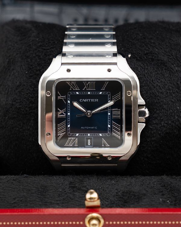2026 Cartier Santos de Cartier Large 39.8MM Blue Dial Steel Bracelet (WSSA0071)