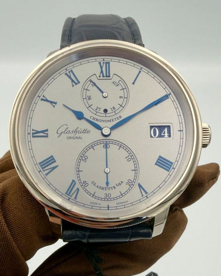 2023 Glashütte Original Senator Chronometer White Gold L.E. 42MM Silver Dial Leather Strap (1-58-08-01-04-61)