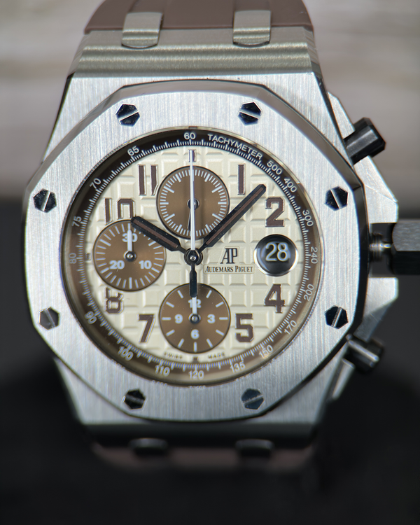 2015 Audemars Piguet Royal Oak Offshore "Safari" 42MM Ivory Dial Rubber Strap (26470ST.OO.A801CR.01)