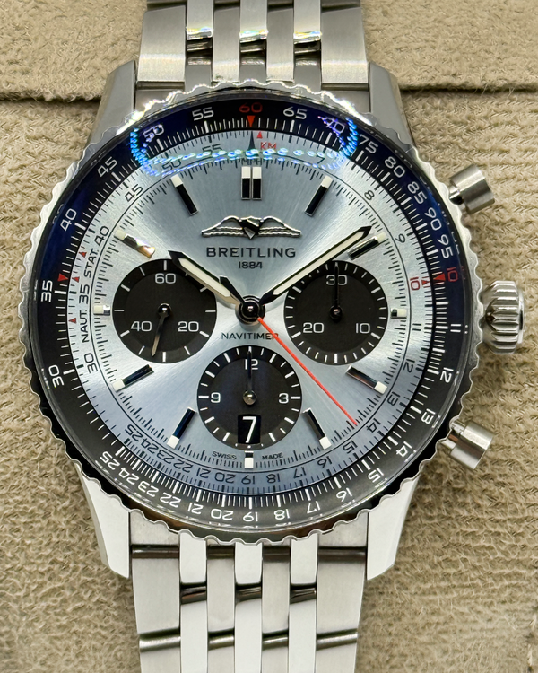 2022 Breitling Navitimer B01 43MM Ice Blue Dial Steel Bracelet (AB0138241C1A1)