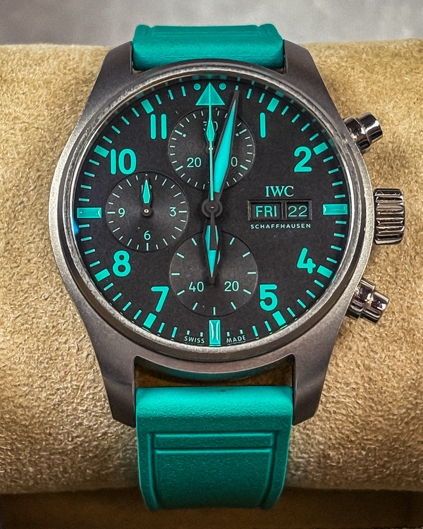 2024 IWC Schaffhausen Pilot Chronograph "Mercedes AMG Petronas F1" 41MM Black Dial Rubber Strap (IW388108)