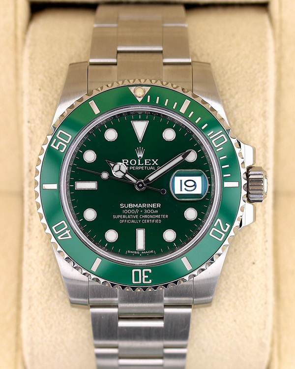 No Reserve - 2016 Rolex Submariner Date “Hulk” 40MM Green Dial Oyster Bracelet (116610LV)