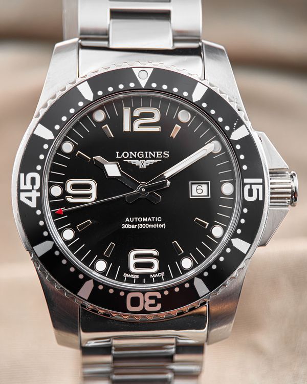 No Reserve - Longines HydroConquest 41MM Black Dial Steel Bracelet (L3.841.4.56.6)
