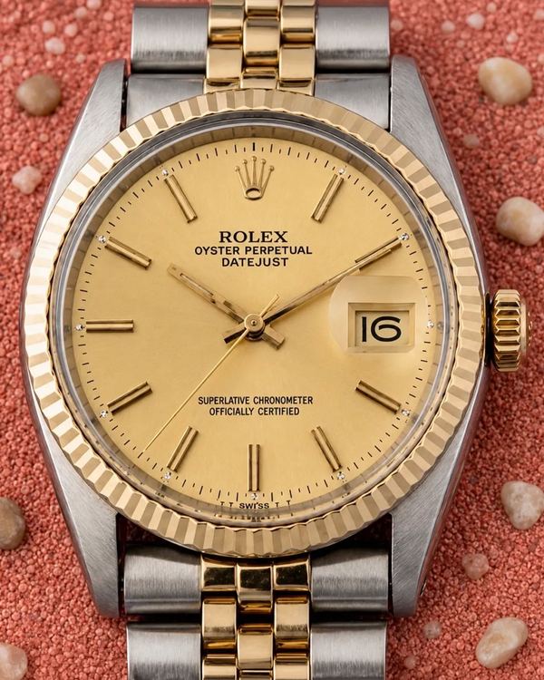 No Reserve - Rolex Datejust 36MM Champagne Dial Aftermarket Steel Bracelet (1601)