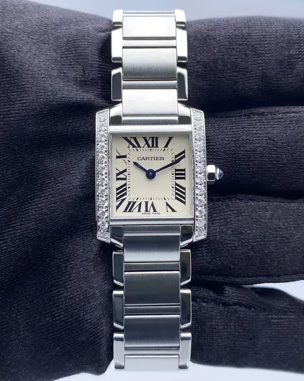 2020 Cartier Tank Française Medium 20MM Quartz White Dial Steel Bracelet (W4TA0008)