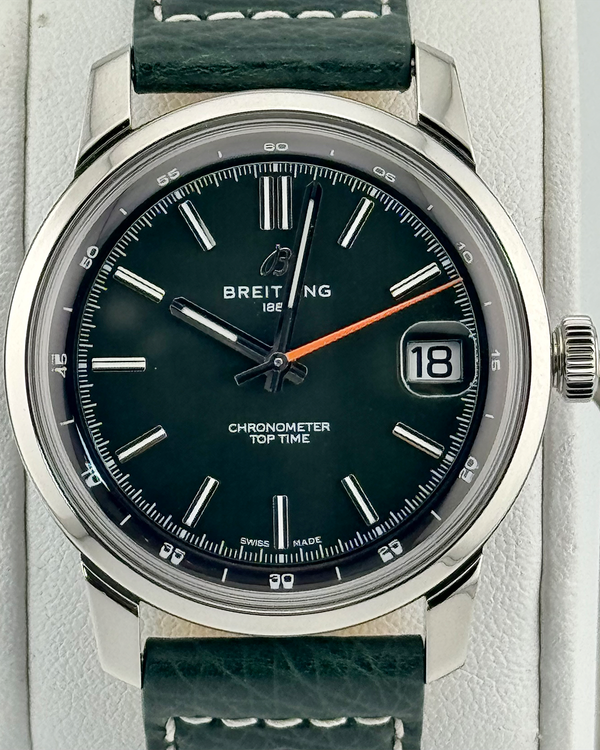 No Reserve - 2026 Breitling Top Time B31 38MM Green Dial Leather Strap (AB3113/AB3113171L1X1)