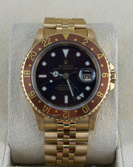 Rolex GMT-Master II 40MM Brown Dial Yellow Gold Jubilee Bracelet (16718)