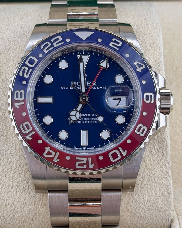 2022 Rolex GMT-Master II "Pepsi" 40MM Blue Dial White Gold Oyster Bracelet (126719BLRO)