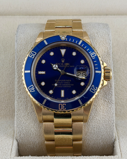 Rolex Submariner Date "Bluesy" 40MM Blue Dial Yellow Gold Oyster Bracelet (16618)