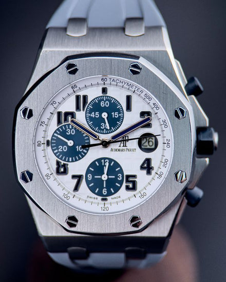2012 Audemars Piguet Royal Oak Offshore Chronograph 42MM Silver Dial Aftermarket Rubber Strap (26170ST)