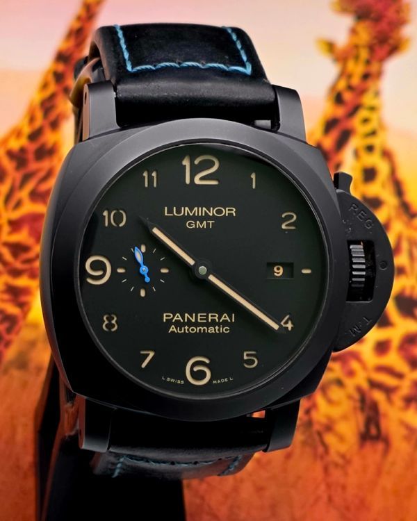 2020 Panerai Luminor 1950 3 Days GMT 44MM Black Dial Leather Strap (PAM01441)