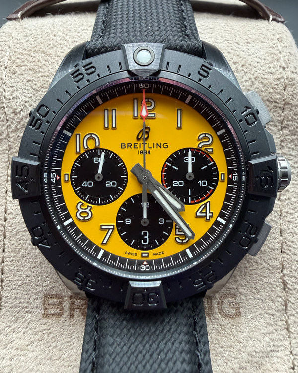 2024 Breitling Avenger B01 Chronograph Night Mission 44MM Yellow Dial Leather Strap (SB0147)