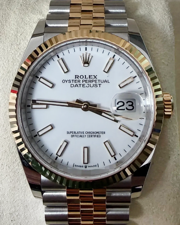 2025 Rolex Datejust 36MM White Dial Two-Tone Jubilee Bracelet (126233)