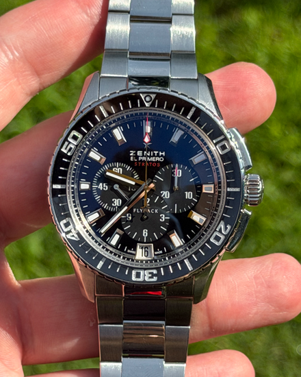 2012 Zenith El Primero Stratos Flyback Chronograph 45.5MM Black Dial Steel Bracelet (03.2060.405/21.M2060)