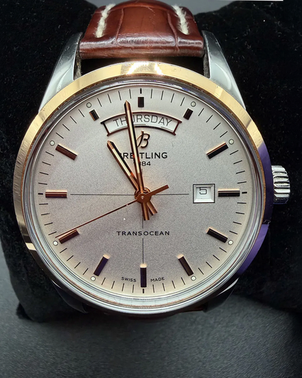 2015 Breitling Transocean L.E. 43MM Silver Dial Leather Strap (U45310)