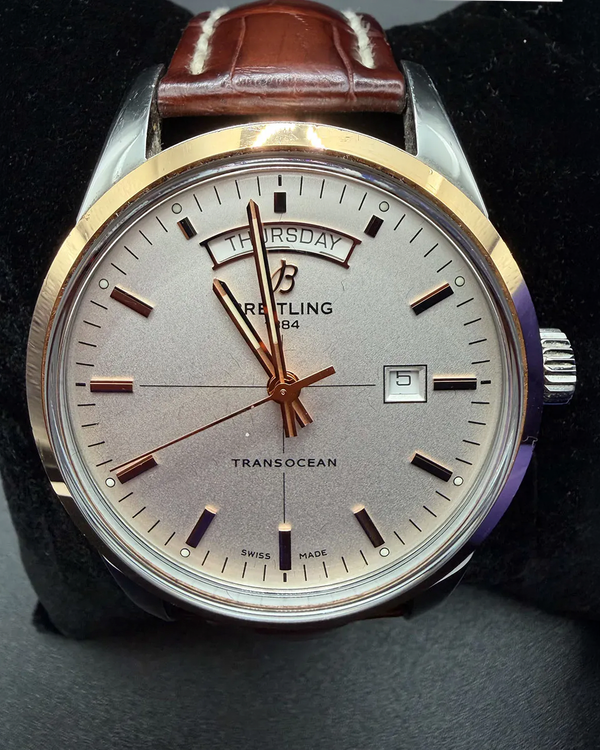 2015 Breitling Transocean L.E. 43MM Silver Dial Leather Strap (U45310)