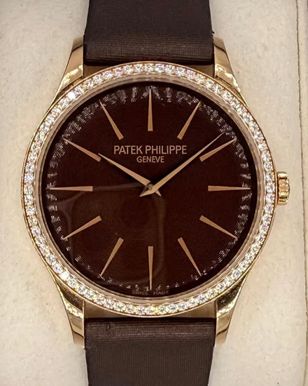 Patek Philippe Calatrava Solid Gold 33MM Chocolate Dial Textile Strap (4897R)