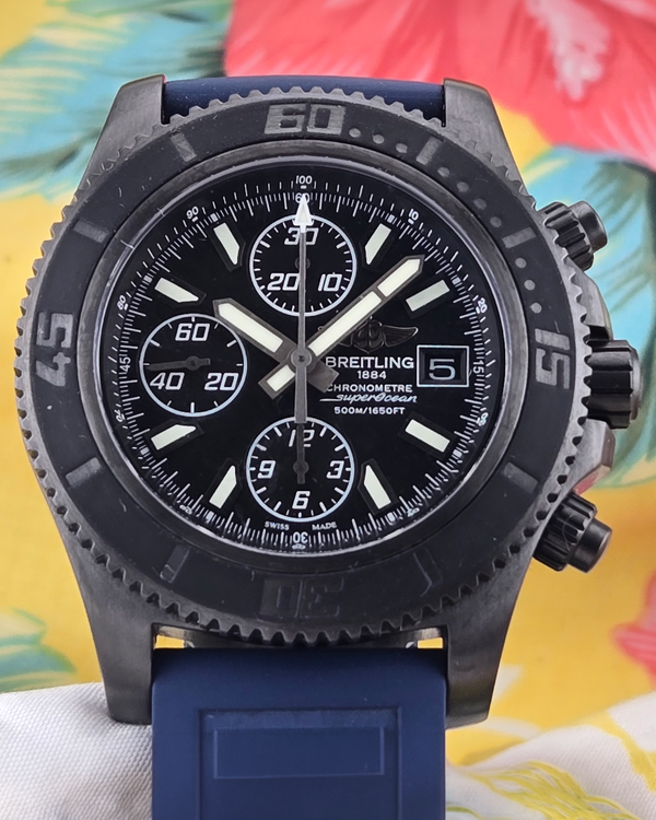 2014 Breitling Superocean Chronograph II Blacksteel L.E. 44MM Black Dial Rubber Strap (M13341B7/BD11)