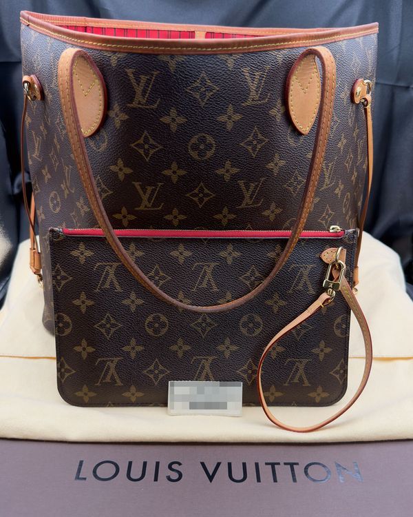 No Reserve - Louis Vuitton Neverfull MM Tote 12.2 x 11 x 5.5IN Canvas Gold-Tone Hardware Leather Strap (M41177)