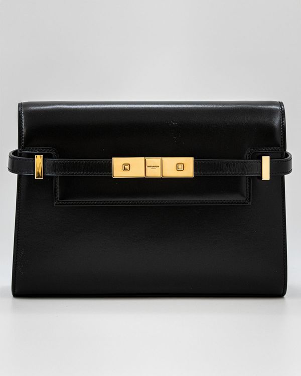 Saint Laurent Manhattan Small 9.4 x 6.9 x 2.4IN Leather Gold-Tone Hardware Leather Strap (Manhattan)