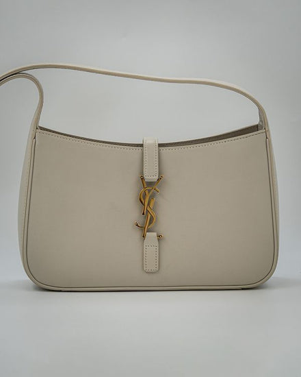 Saint Laurent Manhattan Le 5 à 7 Hobo 9 x 6.2 x 2.5IN Beige Leather Gold-Tone Hardware Leather Strap (Le 5 à 7 Hobo)