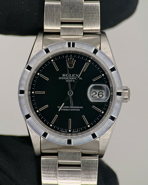 1999  Rolex Oyster Perpetual Date 34MM Black Dial Oyster Bracelet (15210)